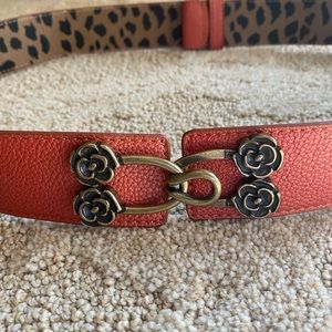 Beautiful Orange leather color women adjustable belt